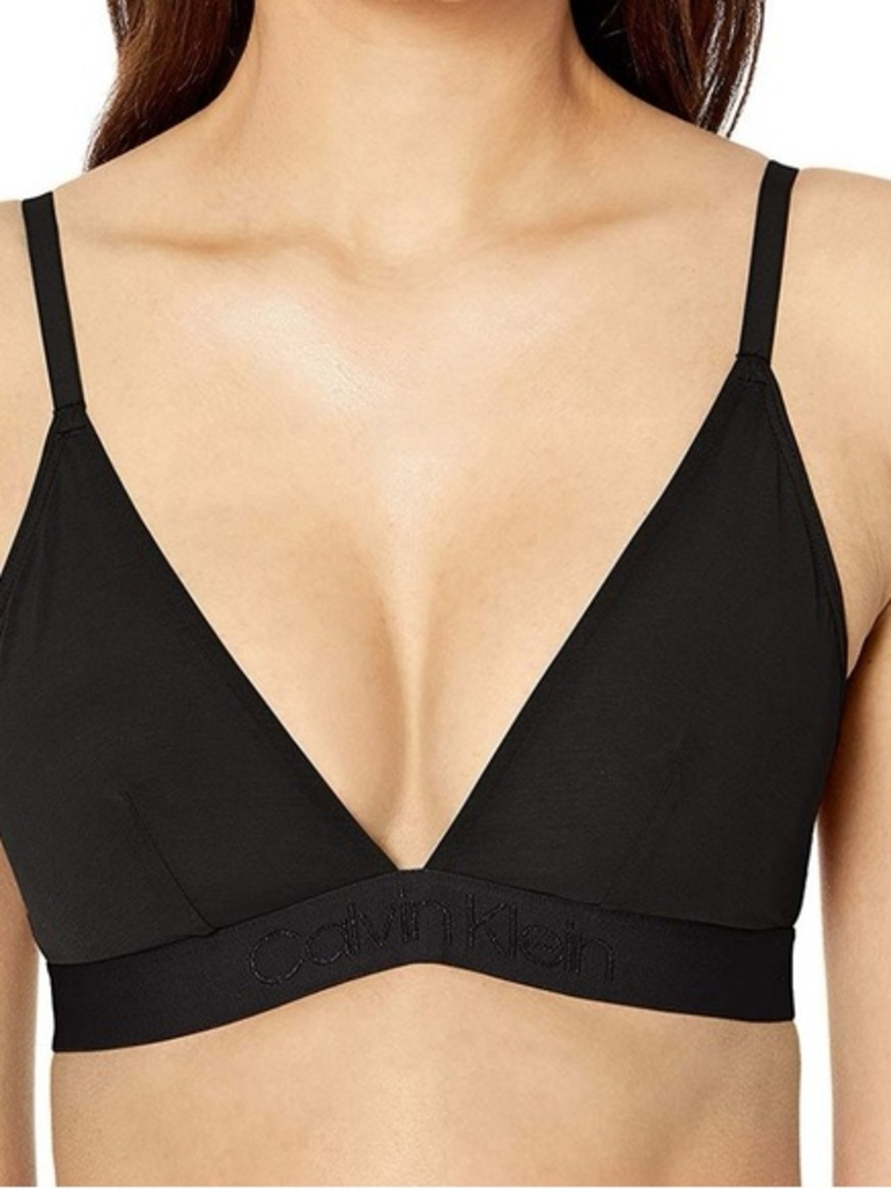 Calvin Klein Black Triangle Bralette with Logo Band small